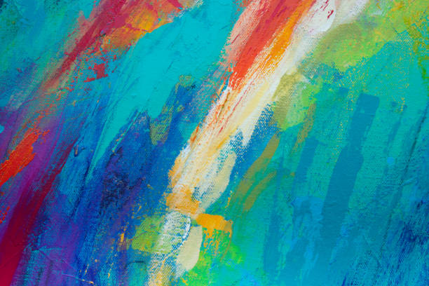 kolorowe tekstury malarstwo akrylowe na płótnie - tempera painting colors multi colored spectrum zdjęcia i obrazy z banku zdjęć