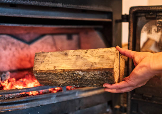 istock Putting a log into a wood burning stove 1166217852