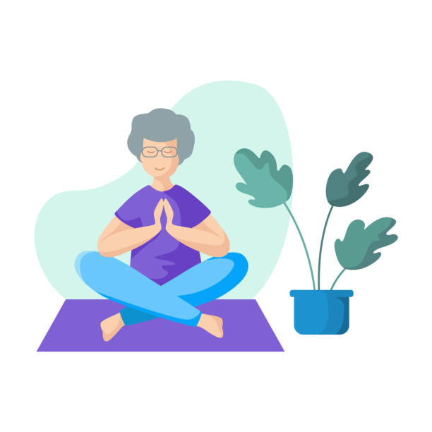 joga różnych ludzi - characters concentration relaxation happiness stock illustrations
