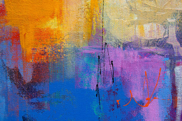 красочная текстура акриловая живопись на холсте - tempera painting colors multi colored spectrum стоковые фото и изображения