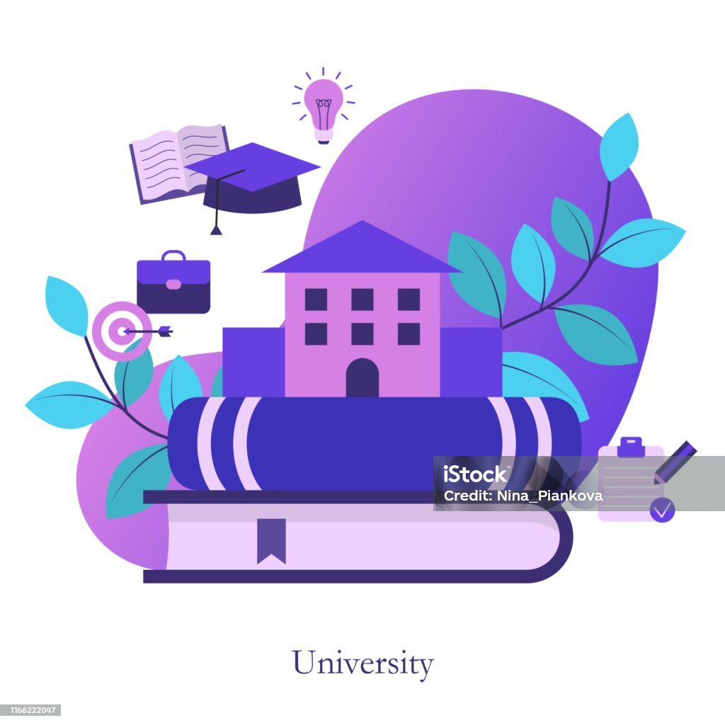 College University Academy Vector Illustration Stock Illustration ...