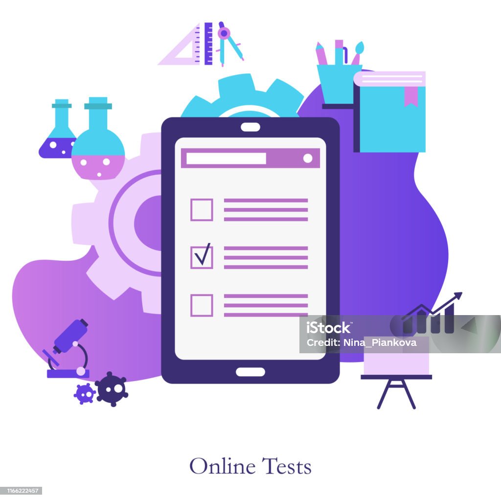 Test Elearning Images Online Testing Or Elearning Concept Stock Illustration - Download Image ...