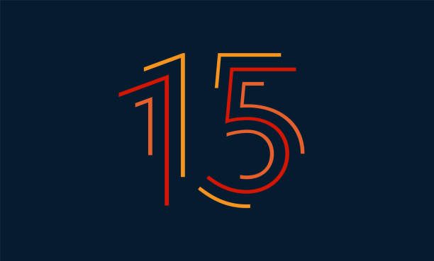 numer piętnaście numerów wektorowych alfabetu, nowoczesny dynamiczny płaski design z genialny kolorowe dla unikalnego projektu elementów; logo, tożsamość korporacyjna, aplikacja, kreatywny plakat & więcej - number 15 stock illustrations
