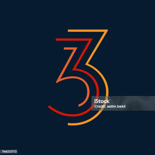 Number 3 Stock Photo Number Three Third Vector Numbers Alphabet Modern Dynamic Flat Design ...