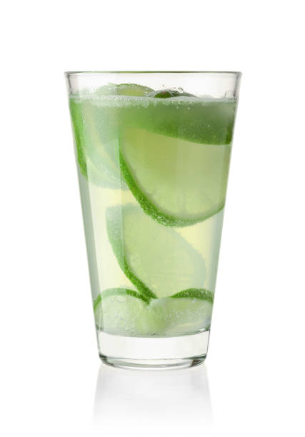 istock Glass with sparkling lemonade isolated on white 1166224573