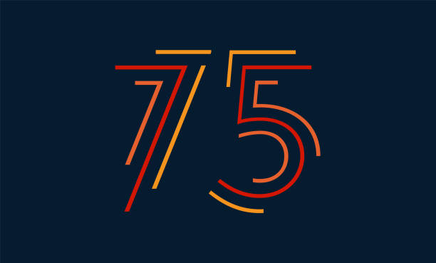 Number seventy five vector numbers alphabet, modern dynamic flat design with brilliant colorful for your unique elements design ; logo, corporate identity, application, creative poster & more Colorful striped dynamic numbers design 75th anniversary stock illustrations
