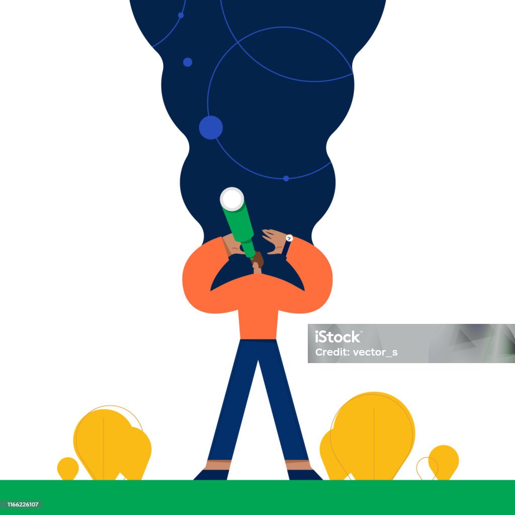 Exploring Man Vector Man Exploring Space Vector Illustration Flat Design Stock Illustration ...