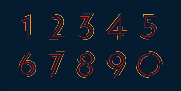 Colorful striped dynamic numbers design