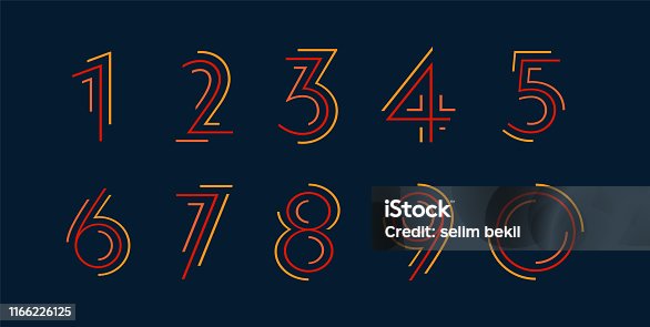 istock Number set vector numbers alphabet, modern dynamic flat design with brilliant colorful for your unique elements design ; logo, corporate identity, application, creative poster & more 1166226125