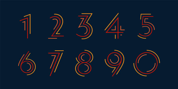 Number set vector numbers alphabet, modern dynamic flat design with brilliant colorful for your unique elements design ; logo, corporate identity, application, creative poster & more Colorful striped dynamic numbers design number stock illustrations