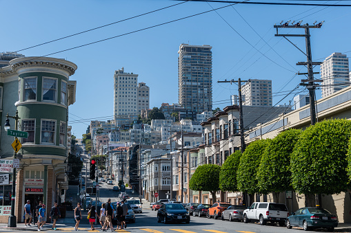 San Francisco, California / USA - July 28th 2019: Scenic San Francisco vista on a bright sunny day, Northern California