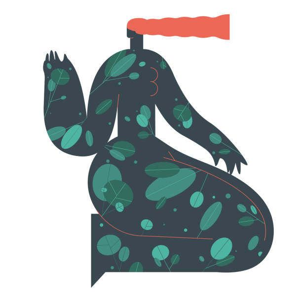 istock Botanical illustration. Woman with leaves on the body. 1166227544