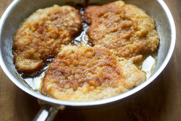 Polish breaded pork cutlets fried on pan