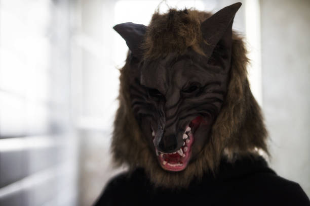 istock Scary model with wolf mask. halloween 1166229128
