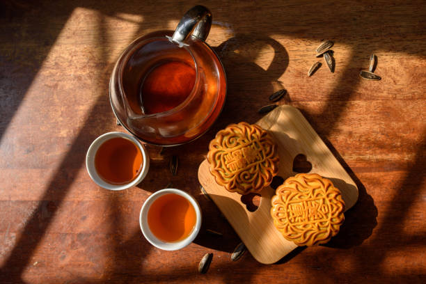 中國傳統節日中秋月餅與中國茶 - midautumn festival 個照片及圖片檔