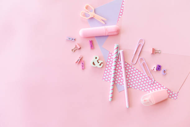 istock Cheerful background with school supplies 1166237758