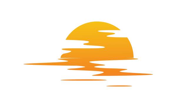 zachód słońca nad wodą. słońce odbijane w morzu - sunset stock illustrations