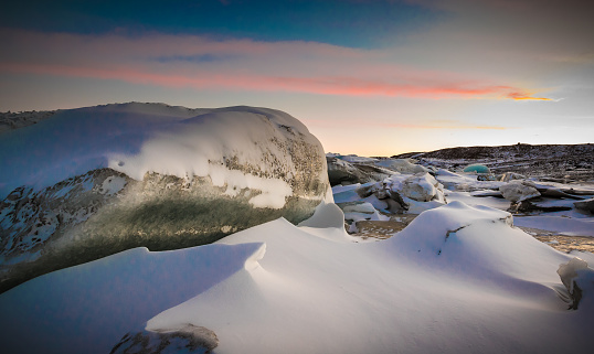 Jokulsaralon provides beautiful ice formations at sunrise