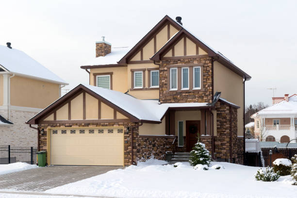 Winter suburban house