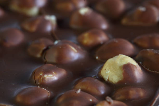 Delicious hazelnut chocolate close-up. Energizing foods.