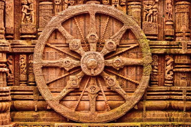 The Konark Sun Temple dedicated to the Hindu God Surya. The idol of Vigneshwara at Lepakshi chariot wheel at konark sun temple india stock pictures, royalty-free photos & images