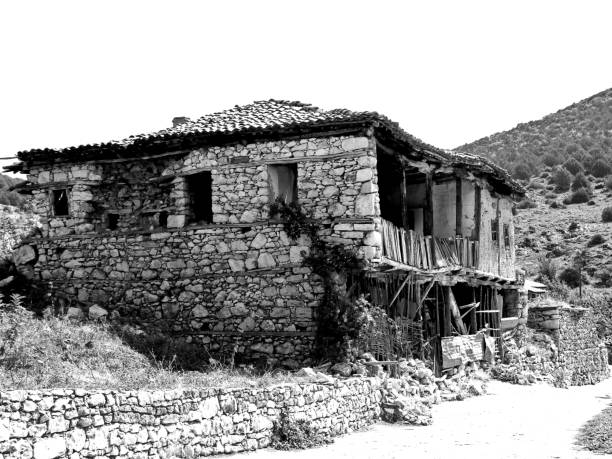 istock Old macedonian village house,black and white 1166253511