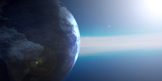 istock Planet earth in space, blue sky background. 3d illustration 1166254411