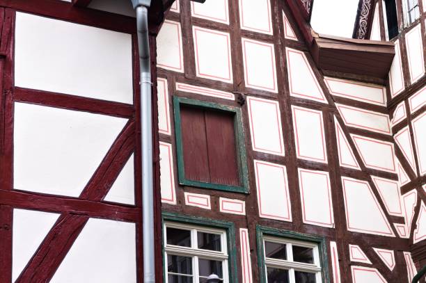 istock Half timbered house with a closed wooden window (Germany, Europe) 1166254483