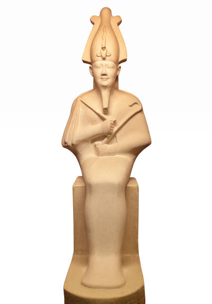 Statue of Egyptian God Osiris isolated on white Statue of Osiris isolated on white. He was son of Ra, lord of the dead and rebirth, god of fertility, agriculture, afterlife in ancient Egypt. queen hatshepsut stock pictures, royalty-free photos & images