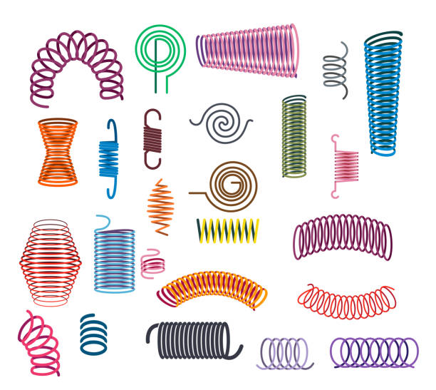 メタルスプリングセット - springs spiral flexibility metal点のイラスト素材／クリップアート素材／マンガ素材／アイコン素材