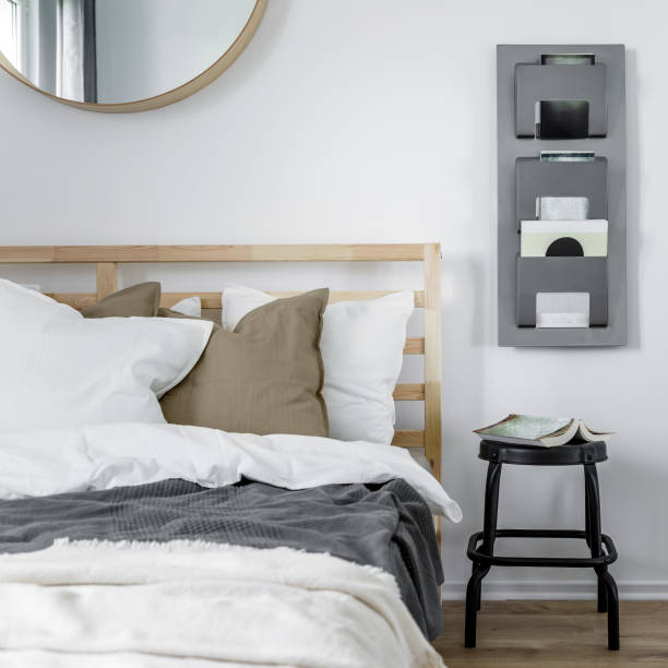 istock Bedroom with wooden bed 1166255562