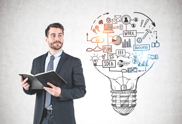 istock Businessman with planner, startup idea sketch 1166255808