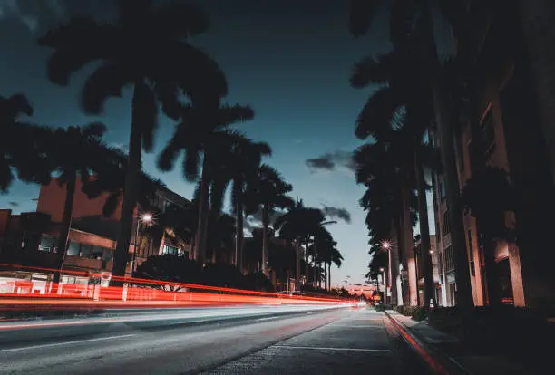 Photo of Lanes of Light, Street, Miami, Night