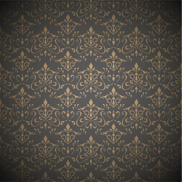 ilustraciones, imágenes clip art, dibujos animados e iconos de stock de fondo de pantalla floral oscuro sin costuras. ilustración vectorial - retro revival decoration gold vector