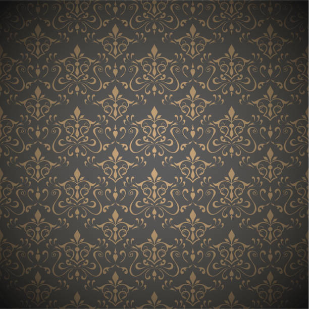 bezszwowe ciemne tapety kwiatowe . ilustracja wektorowa - pattern retro revival old fashioned wallpaper stock illustrations