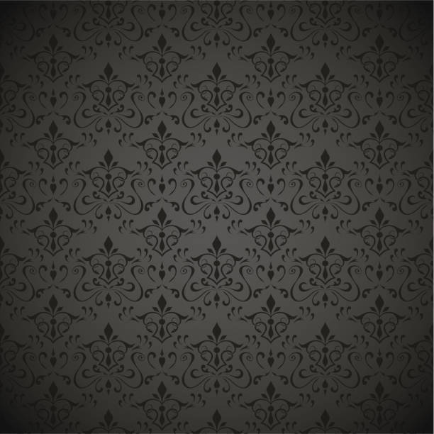 ilustraciones, imágenes clip art, dibujos animados e iconos de stock de fondo de pantalla floral negro sin costuras. ilustración vectorial - retro revival decoration gold vector