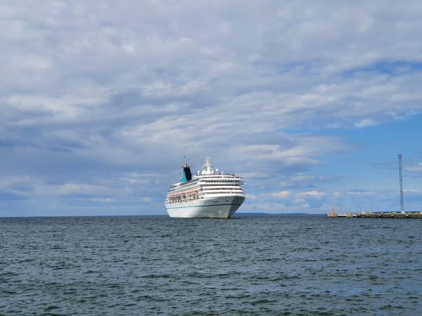 July 2019, MV Artania arriving to Tallinn, making the Baltic Sea itinerary. At a ceremony in Southampton, England, on 15 November 1984, the ship was named Royal Princess by Diana, Princess of Wales.