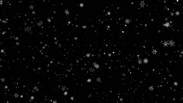 Christmas Magic Snow Snowfall Alpha Layer on Black 4K stock video - Use sceen mode