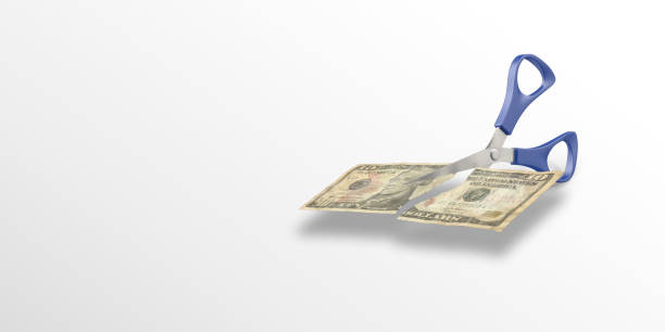 istock American Ten Dollar Bill is Cutting By A Scissors 1166261836