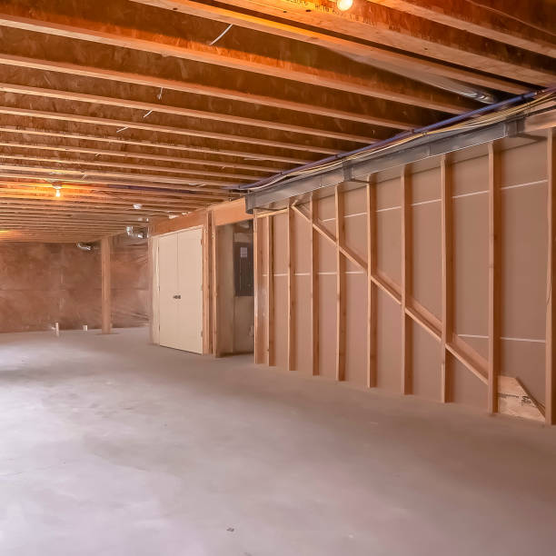 istock Square New home interior under construction with the wood framing visible 1166268104