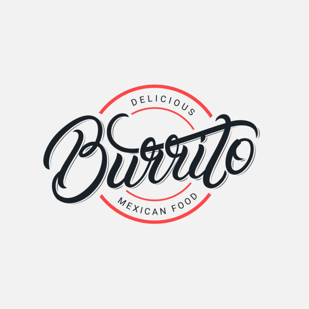 mexikanische burrito hand geschrieben schrift zeichen - menu fast food restaurant food beef stock-grafiken, -clipart, -cartoons und -symbole