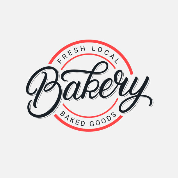 ilustraciones, imágenes clip art, dibujos animados e iconos de stock de logotipo de la carta escrita a mano de la panadería - pastelería