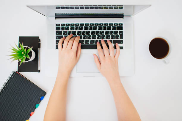 istock Female hands typing on a laptop keyboard. 1166283580