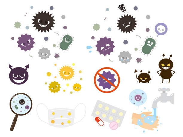 stockillustraties, clipart, cartoons en iconen met virus set1 - bacterie