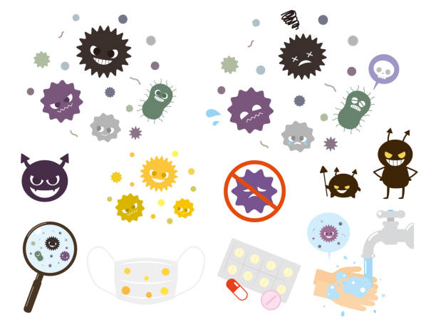 Virus set1 It is an illustration of a Virus set. bacterium stock illustrations