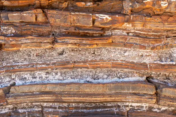 Photo of Sediment and rock layers at Karijini National Park in Dales Gorge including natural asbestos