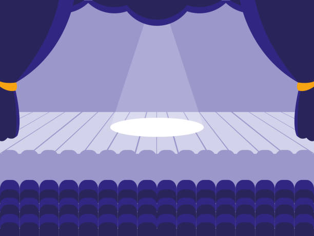 illustrazioni stock, clip art, cartoni animati e icone di tendenza di scenario della scena teatrale - stage theater theatrical performance curtain seat