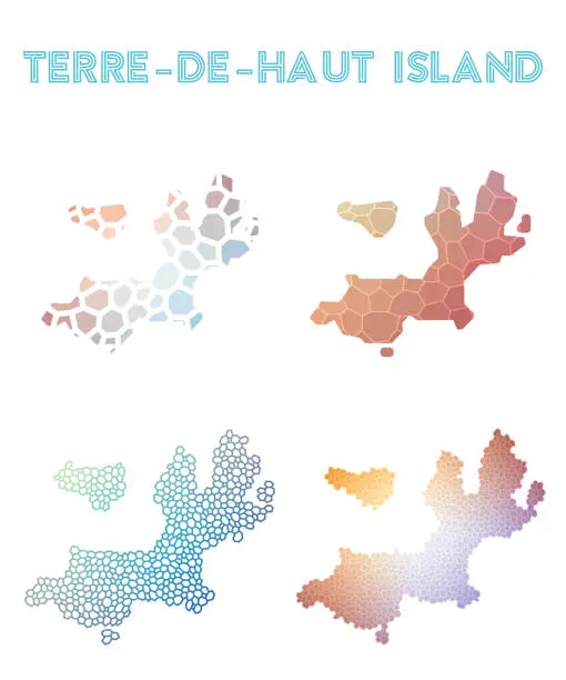 Vector illustration of Terre-de-Haut Island polygonal island map.
