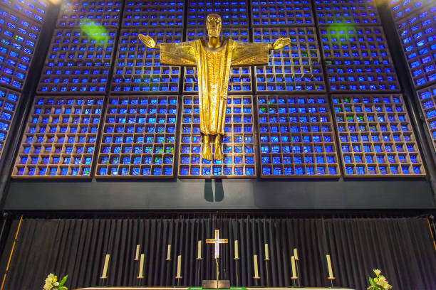 The stained glass makes the interior of the Kaiser Wilhelm Memorial Church almost glow.