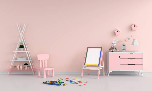 istock Drawing board and chair in child room for mockup, 3D rendering 1166291059
